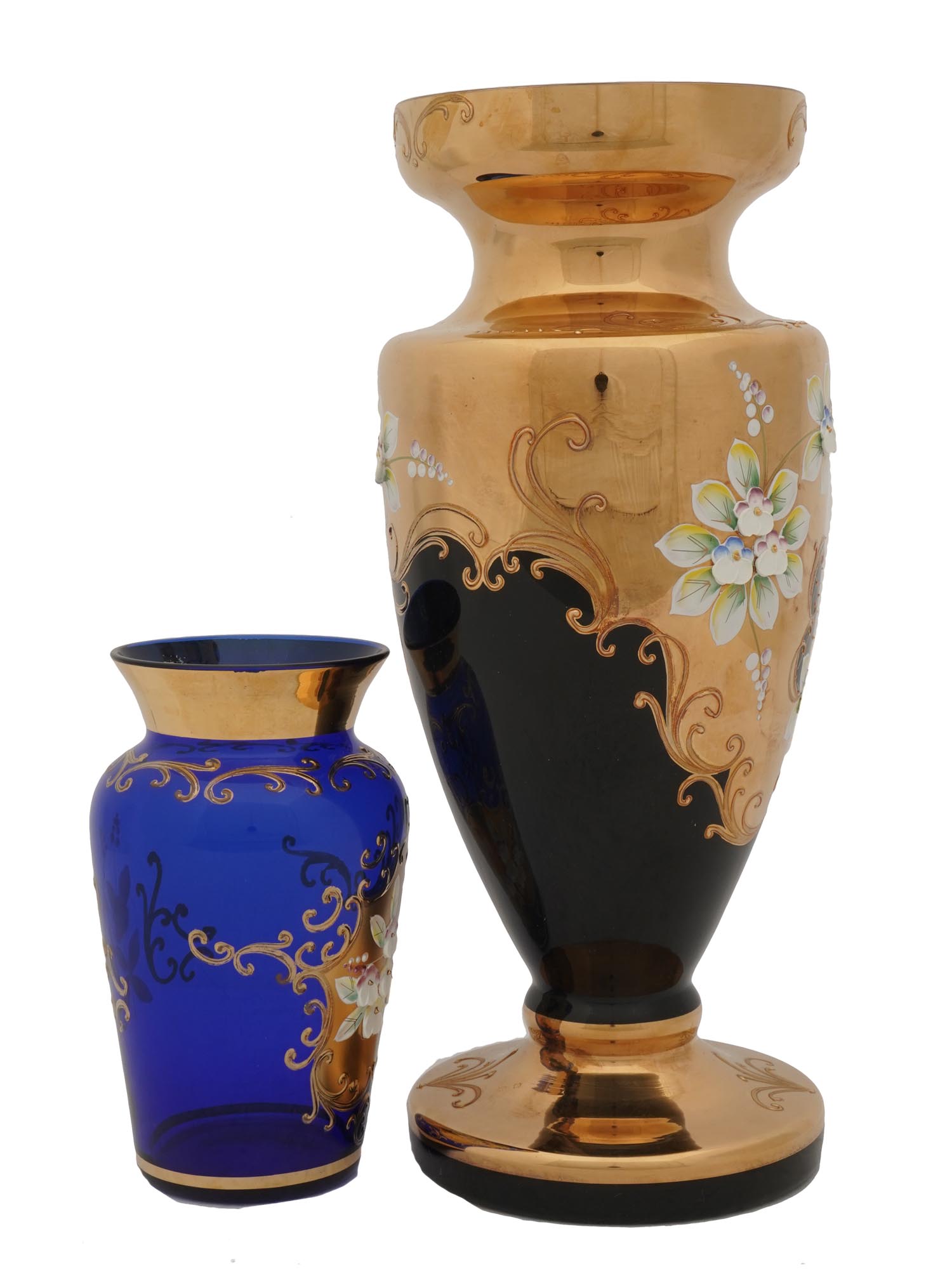 MID 20TH C CZECH BOHEMIAN COBALT GOLD GLASSWARE PIC-8